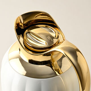Dallaty pumpk steel vacuum flask white and gold 1L