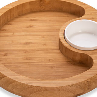 Alberto Bamboo Serving Plate With Ceramic Bowl 
