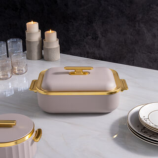 La Mesa matte lailac & gold plastic food warmer 4L