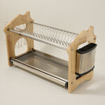 Alberto Dish Rack 2 Layer Stainless Steel With Wood  image number 3