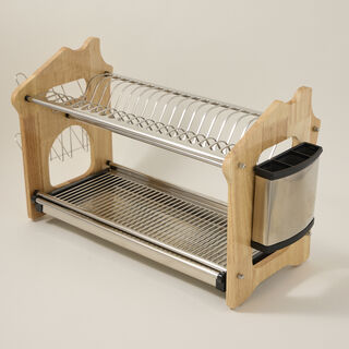 Alberto Dish Rack 2 Layer Stainless Steel With Wood 
