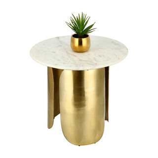 Marble Top Side Table Aluminum Base Gold