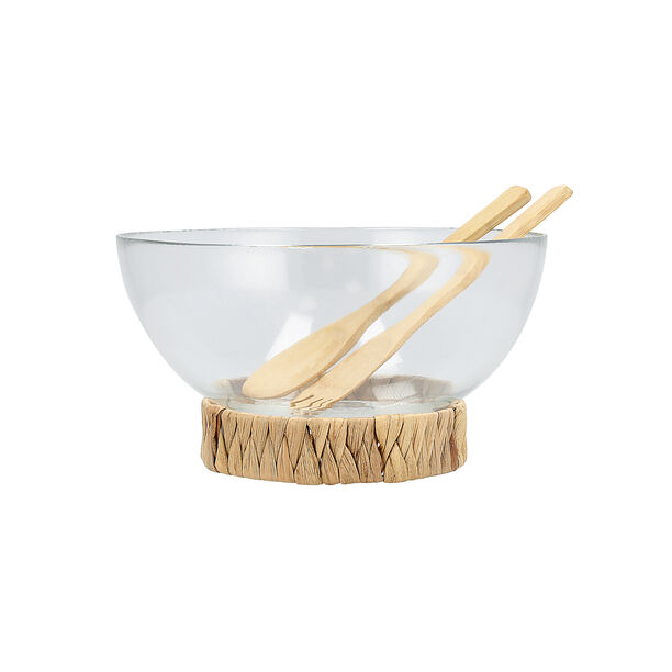Alberto glass bowl set with spoon & fork & basket image number 0