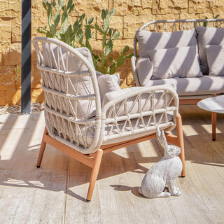 Homez 4pcs diamond weave aluminum sofa set with coffee table, beige rope