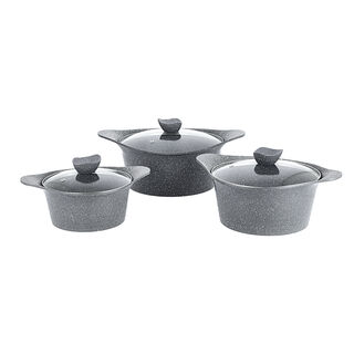 Alberto 10 piece grey granite cookware set