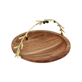 Wooden Round Basket With Olive Handle 25Cm