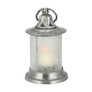 Aluminium Lantern Amber Frosted Glass Shiny Silver Finish