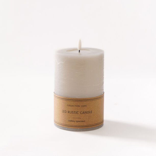 LED rustic candle in grey 10*15cm image number 0
