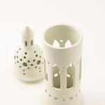 Homez off white ceramic white candle holder 11.3*11.3*38.2 cm image number 3