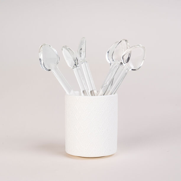 Dallaty white glass and porcelain Tea and coffee cups set 28 pcs image number 4