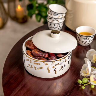 لاميسا تمرية بورسلان أبيض مع غطاء 13*9 سم