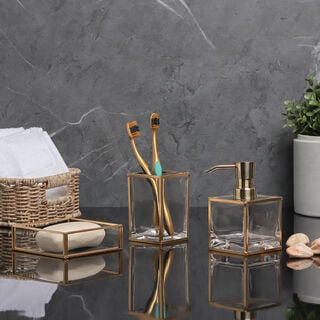 Homez glass & gold 3 pcs bath set