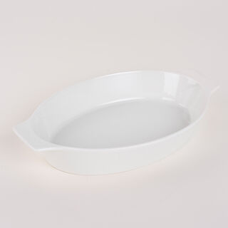 Porcelain Oval Dish With Rattan Basket