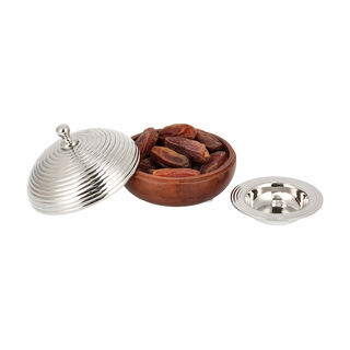 Date Bowl Wood With Steel Tamar Silver