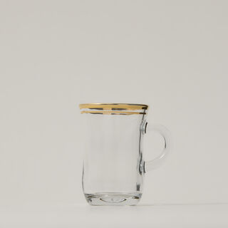 Tea Glass Set 6 Pieces Double Line Silver