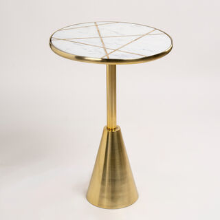 Side Table Aluminum And Marble Dia 39* Ht:55 Cm