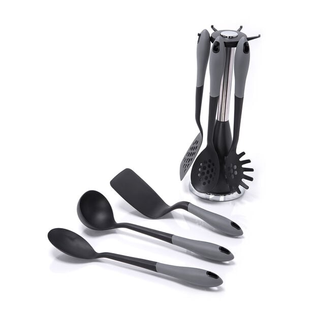Alberto 6 piece cooking utensil set black and grey color image number 2