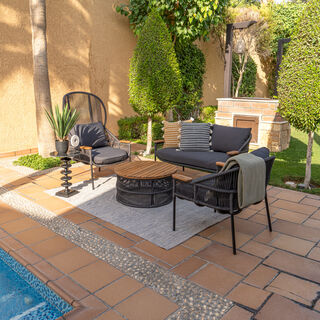 4 Piece Rope Sofa Set With Relax Chair And Round Coffe Table