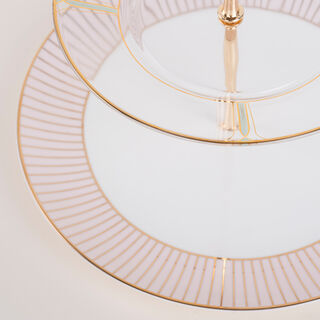 La Mesa pink porcelain/glass cake plate