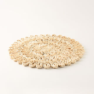 لا ميسا مفرش أطباق من القش شكل زهرة 38سم، بيج