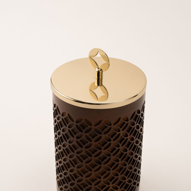 La Mesa large wooden container in gold 12*12*23 Cm image number 2
