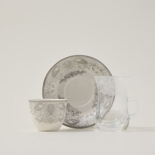 Zukhroof 28 Pieces Porcelain Tea And Coffee Set Danteel Silver Serve 6