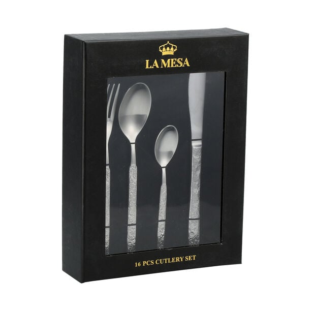 La Mesa 16 Piece Cutlery Set Matt Silver image number 1