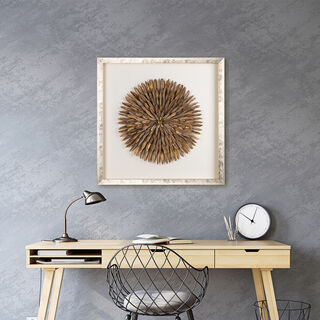 Wall Art Framed Object Golden Feather