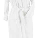 Embroidered shawl collar Bathrobe White Size XL image number 3