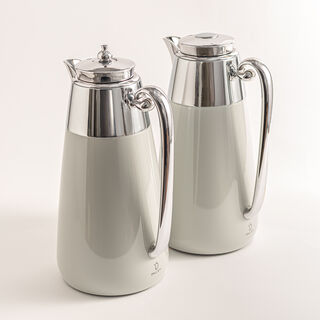 Dallaty set of 2 steel vacuum flask grey & silver 1L