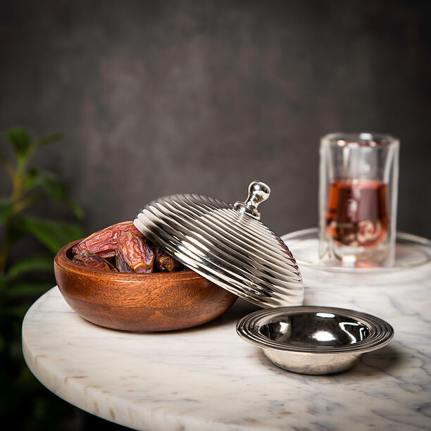 Date Bowl Wood With Steel Tamar Silver image number 0