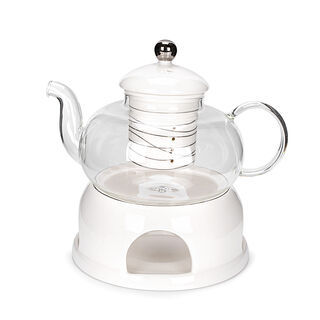 English Tea Pot With Warmer Inner Edg2 Silver