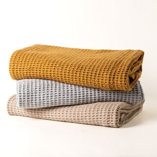 Boutique Blanche Waffle 100% Cotton Woven Throw Mustard 130*180cm