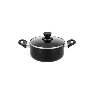 Cookware Non Stick Set 7 Pieces With Glass Lid Black