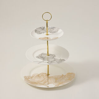 La Mesa Porcelain Cake Stand 3 Tiers Golden Garden