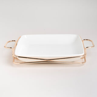 Square Plate With Stand Silver