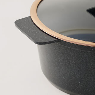 Alberto aluminum casserole with glass lid 2.5L, black