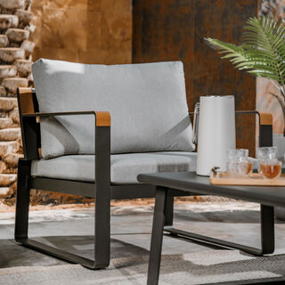 Homez outdoor aluminium set 4pcs with coffee table in grey