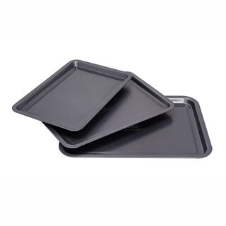 Betty Crocker Non Stick Rectangular Pan Set 3 Pieces Grey Color