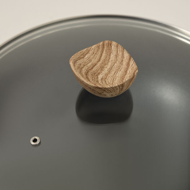 Alberto Non Stick Wok Pan With Glass Lid Black Color image number 3