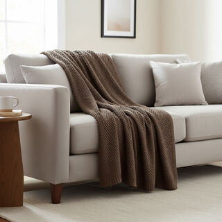 Boutique Blanche Loft 100% Cotton Knitted Throw Chocolate 130*180cm