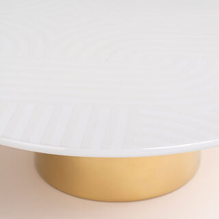 La Mesa white porcelain cake stand with gold base