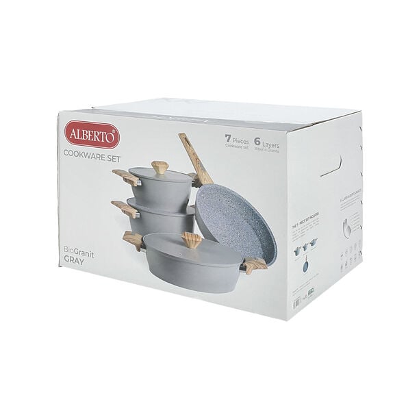 Alberto 7 piece grey granite cookware set image number 7