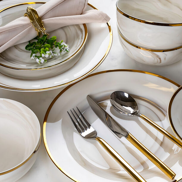 La Mesa 18 Pcs Porcelain Dinner Set Serve 6 Honey&nbsp; image number 8