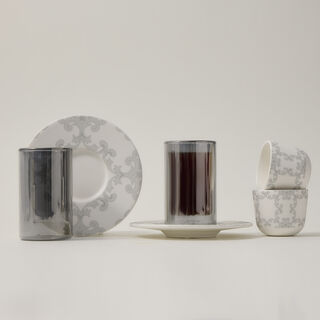 Dallaty white porcelain and glass Tea and coffee cups set 18 pcs