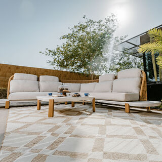 Homez 4pcs rattan corner sofa with coffee table, light beige