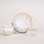 Tea And Coffee Set 28 Pieces Porcelain Silver And Gold  image number 1