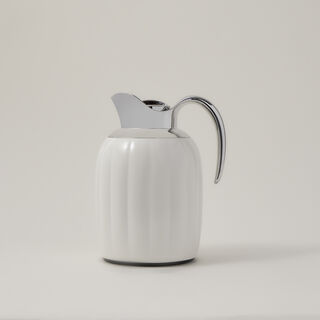 Dallaty pumpk steel vacuum flask white & chrome 1L