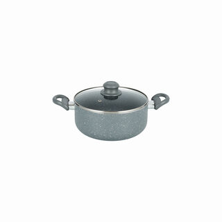 بنتولا طقم أواني طبخ 7 قطع ألمنيوم غير لاصق مع أغطية زجاج، رمادي