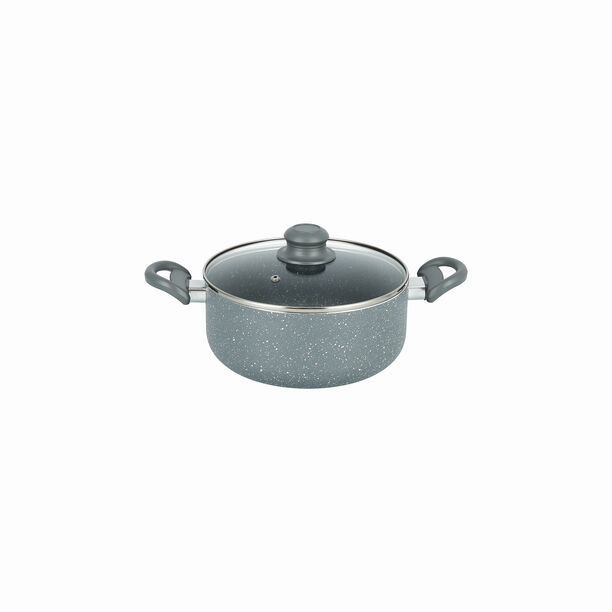 بنتولا طقم أواني طبخ 7 قطع ألمنيوم غير لاصق مع أغطية زجاج، رمادي image number 3